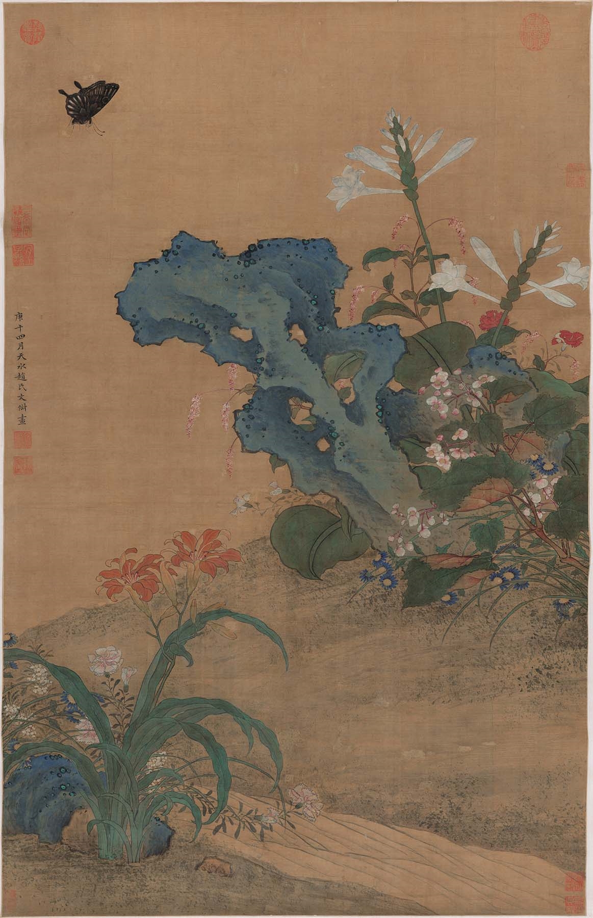 Autumn flowers and butterfly — Ming dynasty (1368-1644) painting by Wen Shu