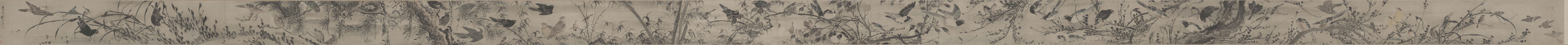 A collection of birds in shrubs — Ming dynasty (1368-1644) painting by Lin Liang