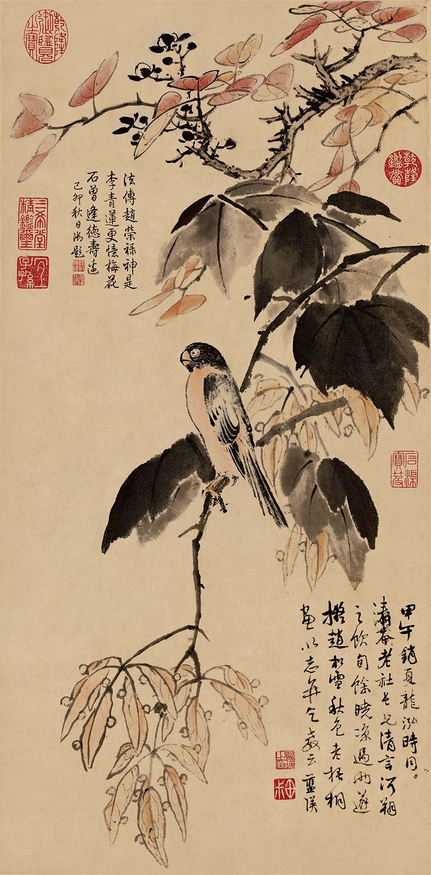 Autumn Colours of Parasol Tree — Ming dynasty (1368-1644) painting by Lan Ying