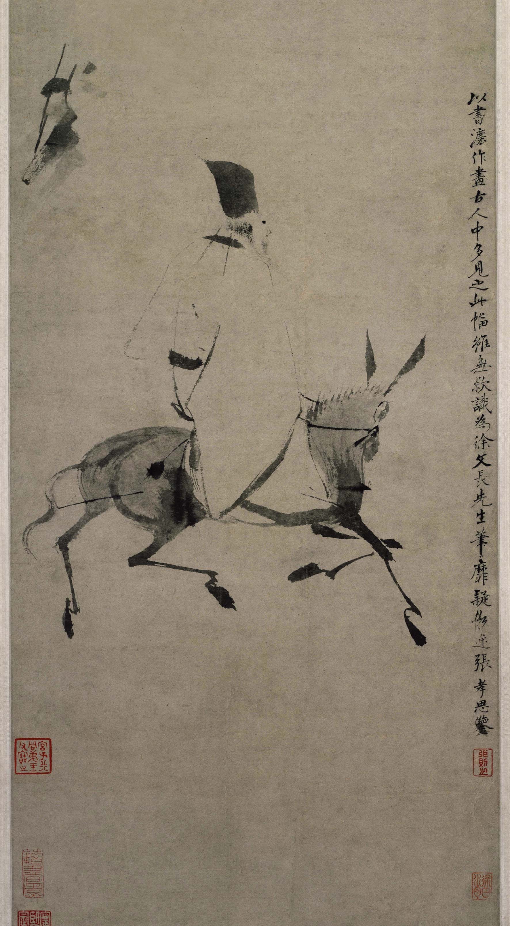Reciting Poetry on the Back of a Donkey — Ming dynasty (1368-1644) painting by Xu Wei