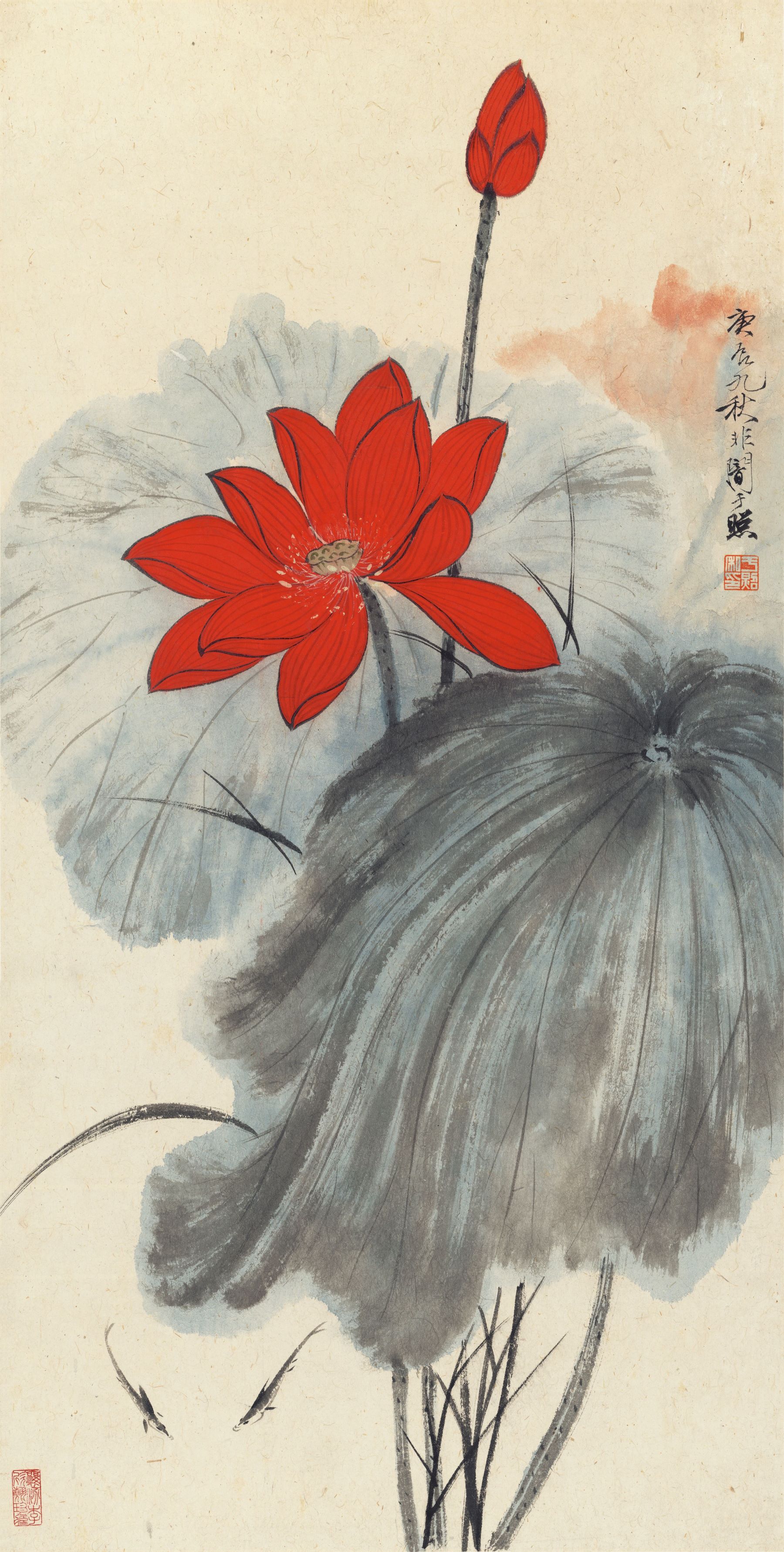 Lotus — Qing dynasty (1644-1911), Republic (1912-1949) painting by Yu Fei&rsquo;an