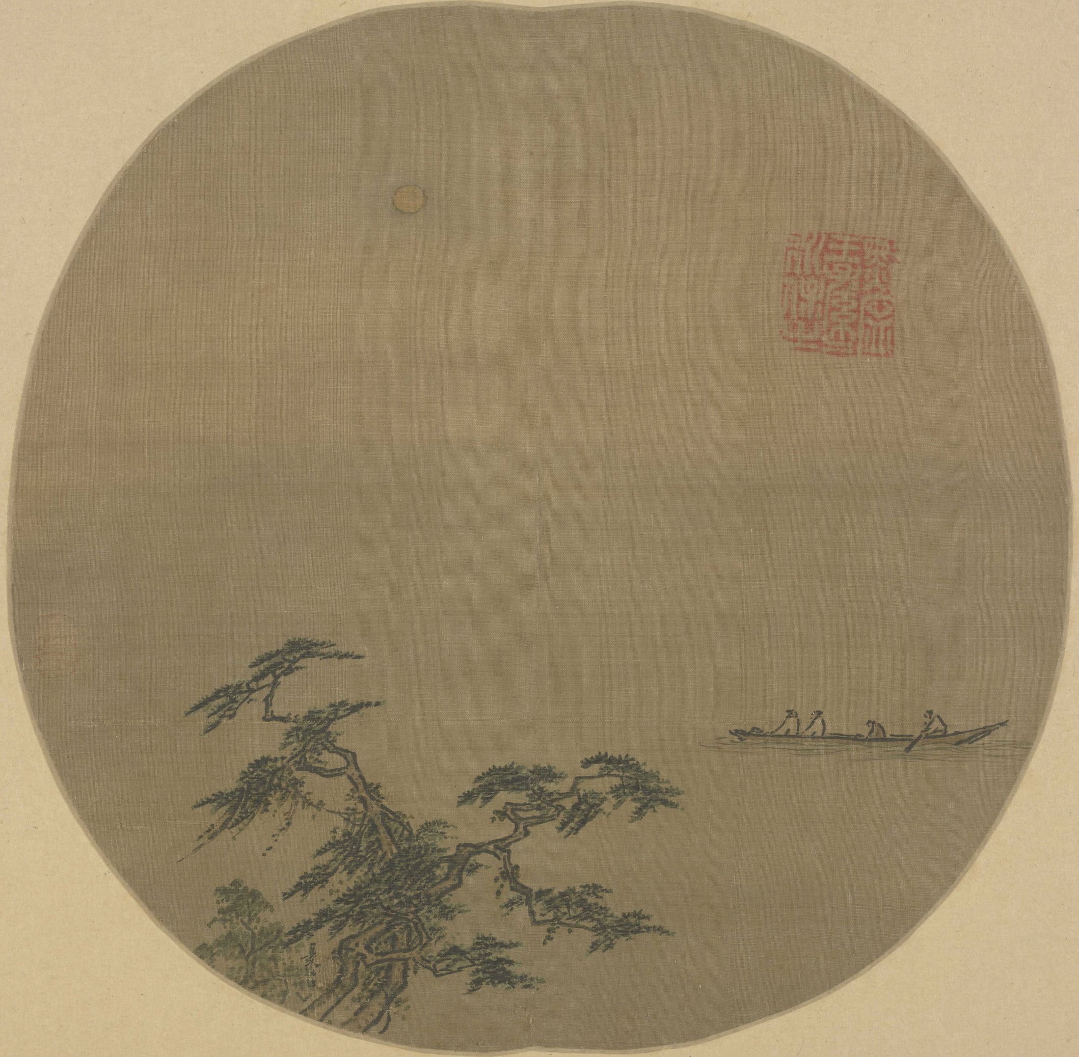 Moonlit Scene at Pine Creek — Song dynasty (960-1279) painting by Xia Gui