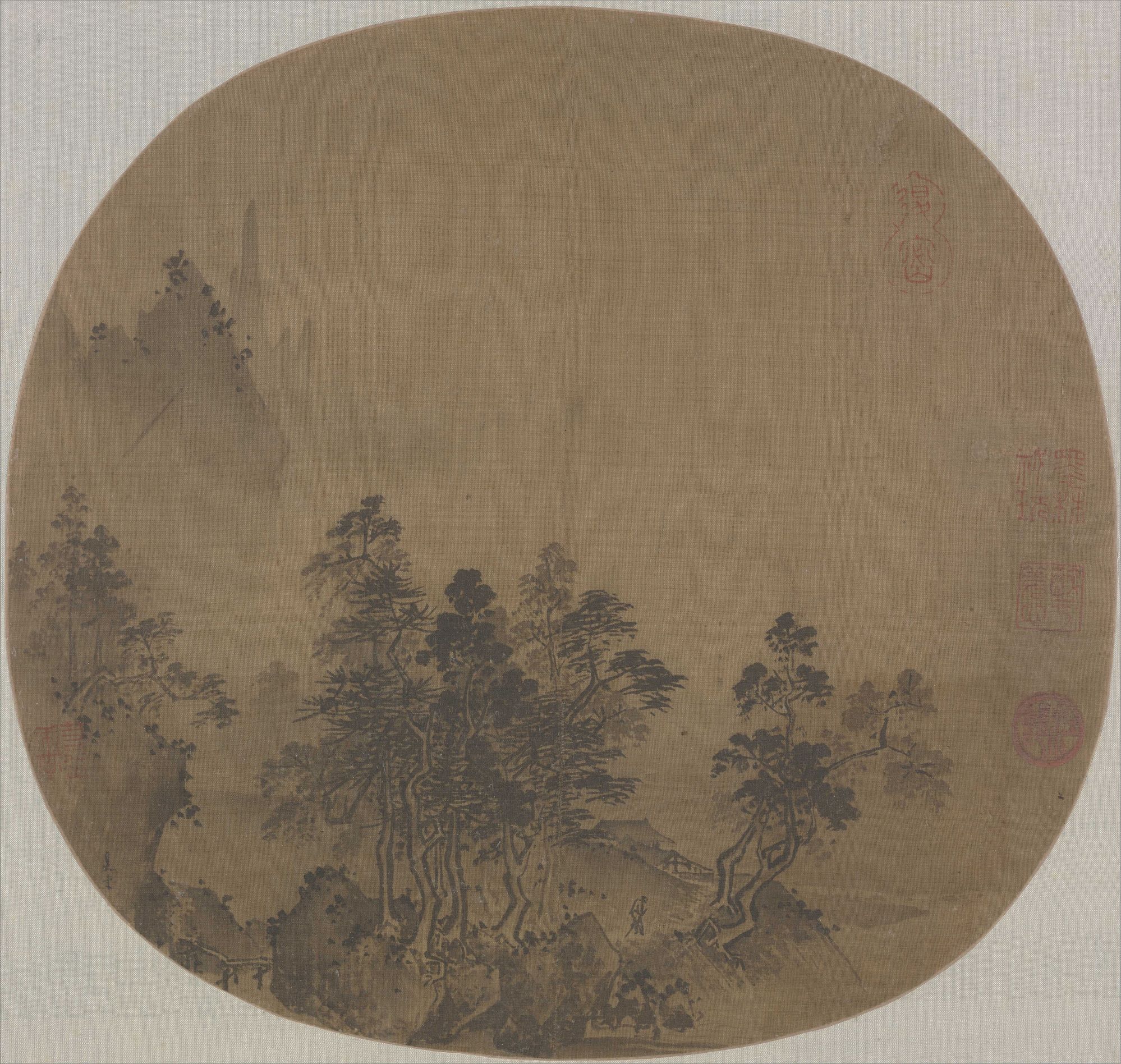 Cottage Nestled In Misty Hill — Song dynasty (960-1279) painting by Xia Gui