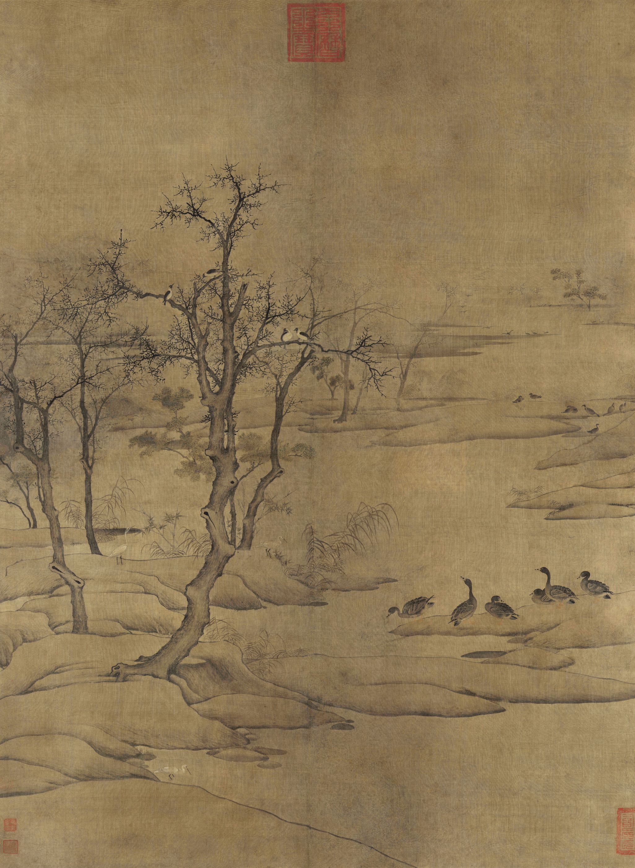 River Landscape with&nbsp;Wide Geese — Song dynasty (960-1279) painting by Anonymous