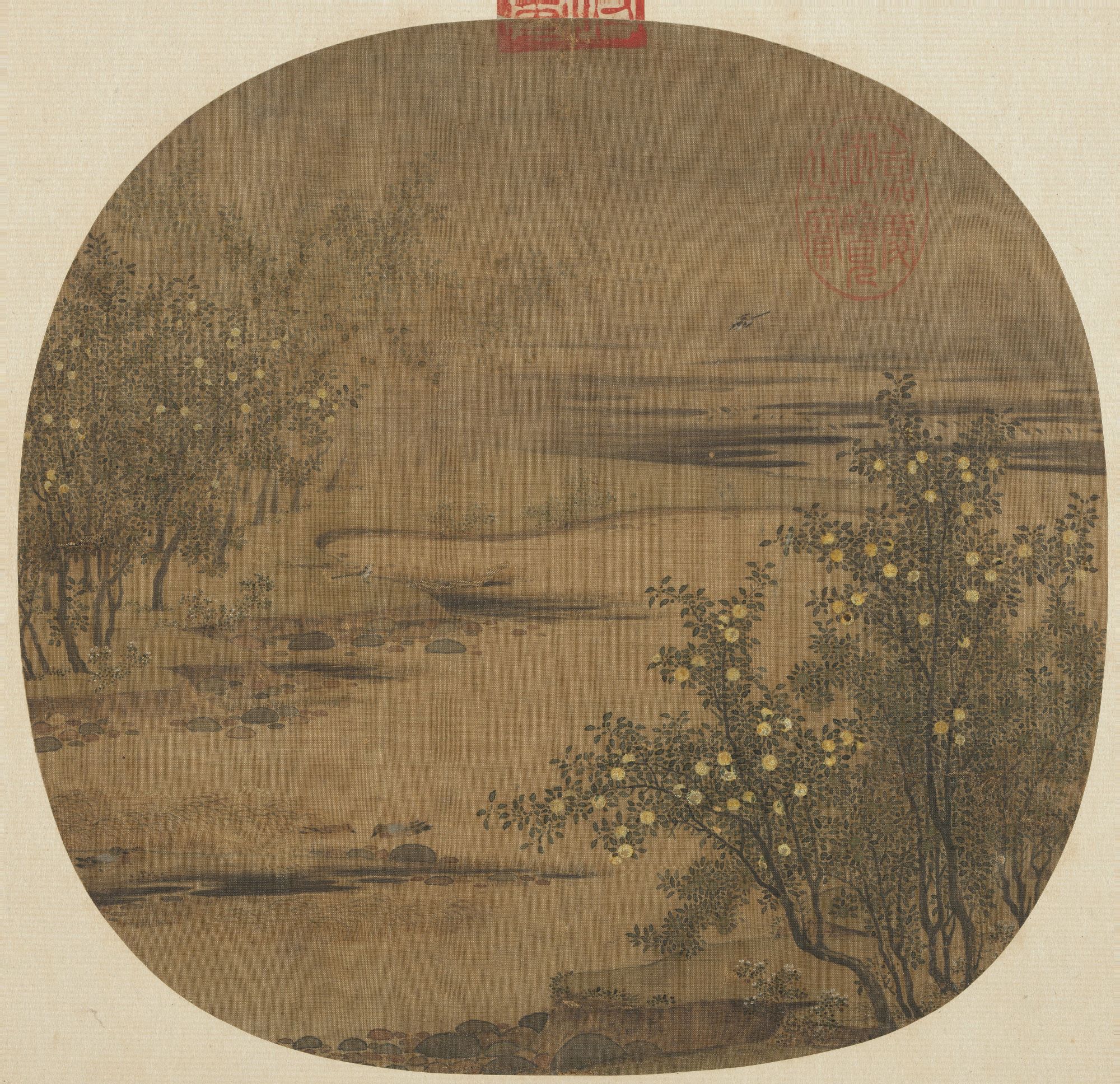 Yellow Orange and Green Tangerine — Song dynasty (960-1279) painting by Zhao Lingrang