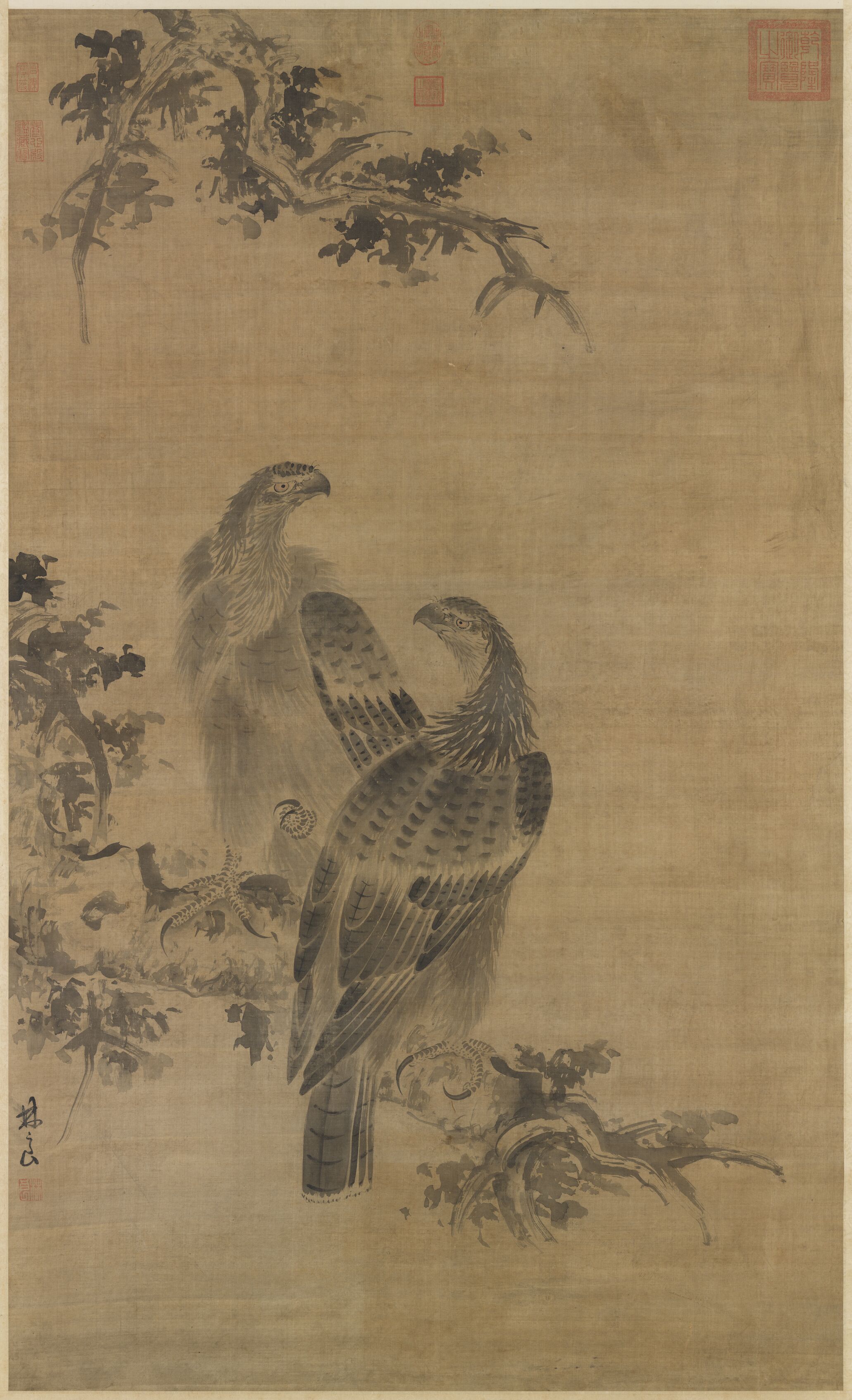 Eagles — Ming dynasty (1368-1644) painting by Lin Liang