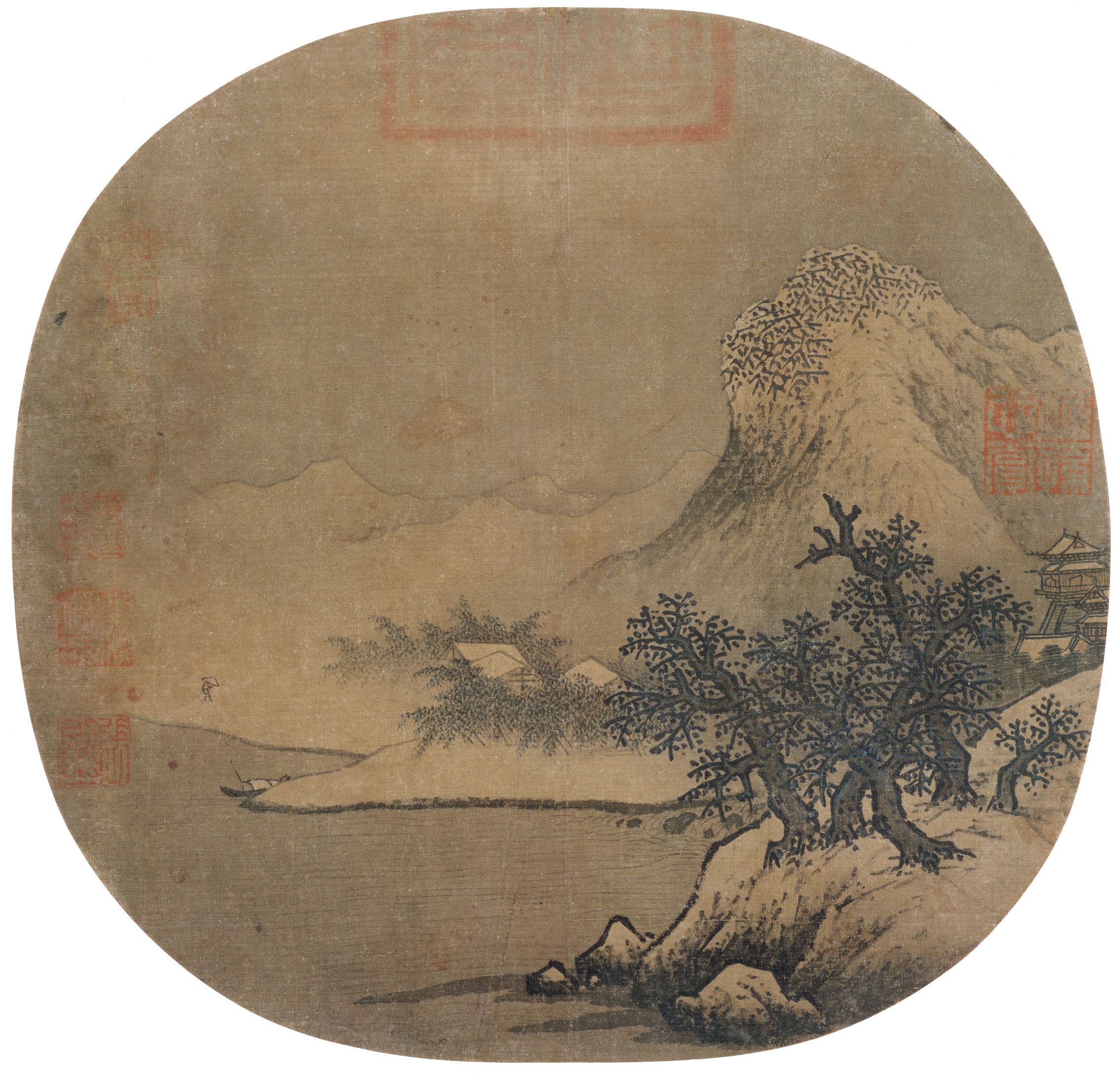 Temple among snowy hills — Song dynasty (960-1279) painting by Anonymous