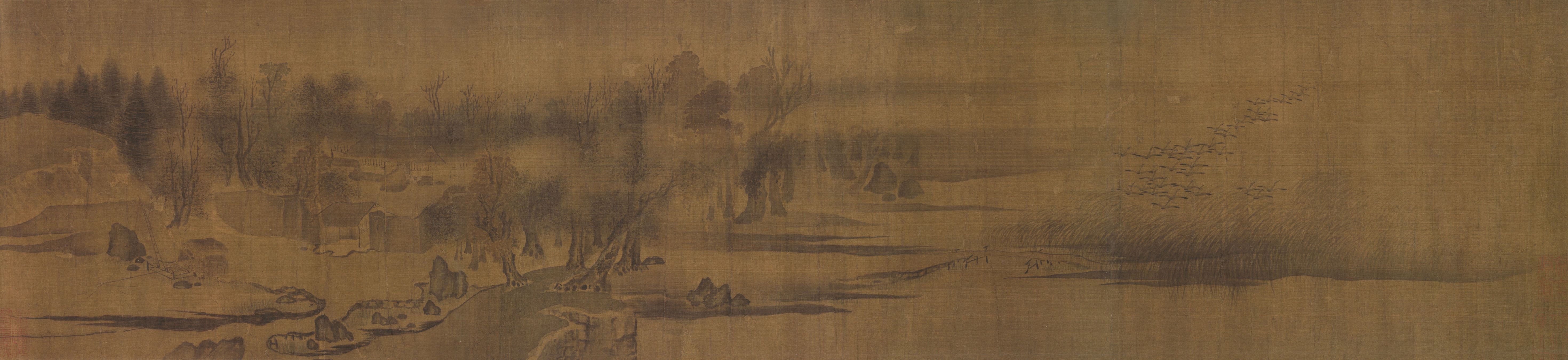 River Village in Autumn Dawn — Song dynasty (960-1279) painting by Zhao Lingrang