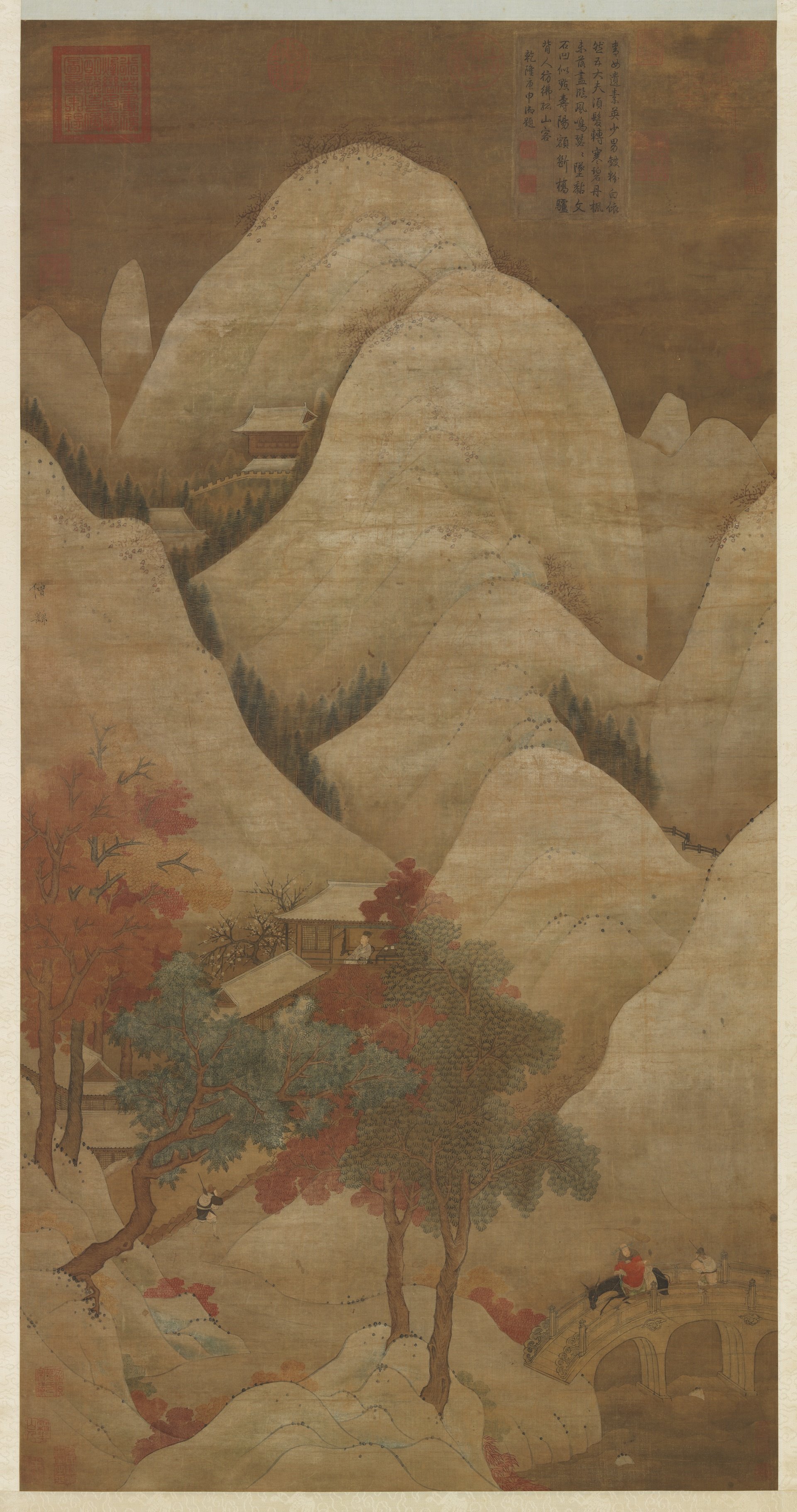 Snow Mountains and Red Trees (After Zhang Sengyou) — Ming dynasty (1368-1644) painting by Anonymous