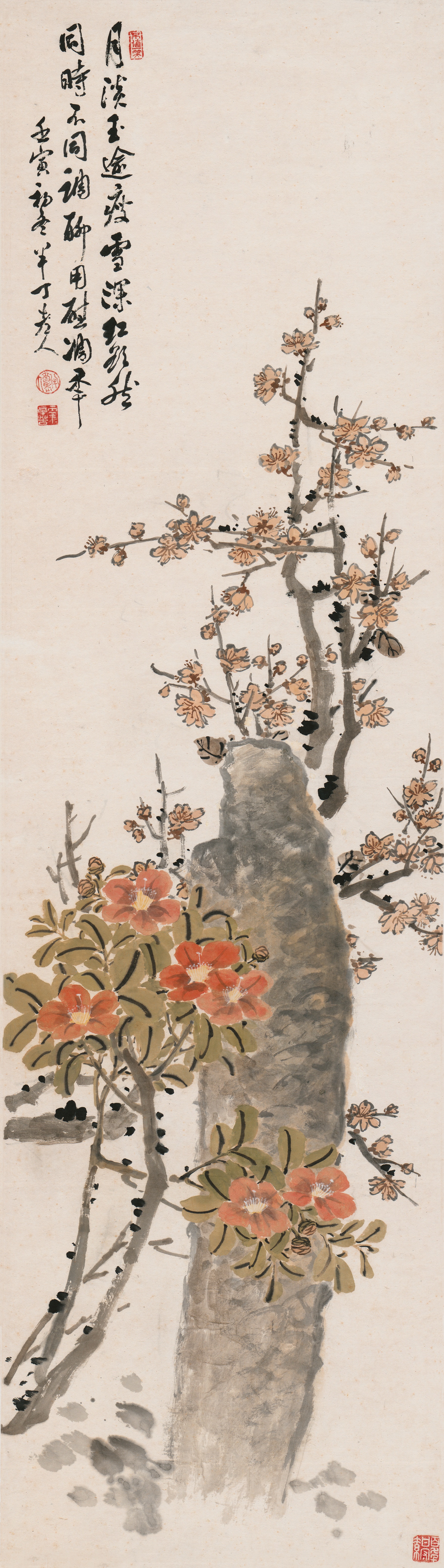Plum Blossoms Welcome Spring — Qing dynasty (1644-1911) painting by Chen Banding