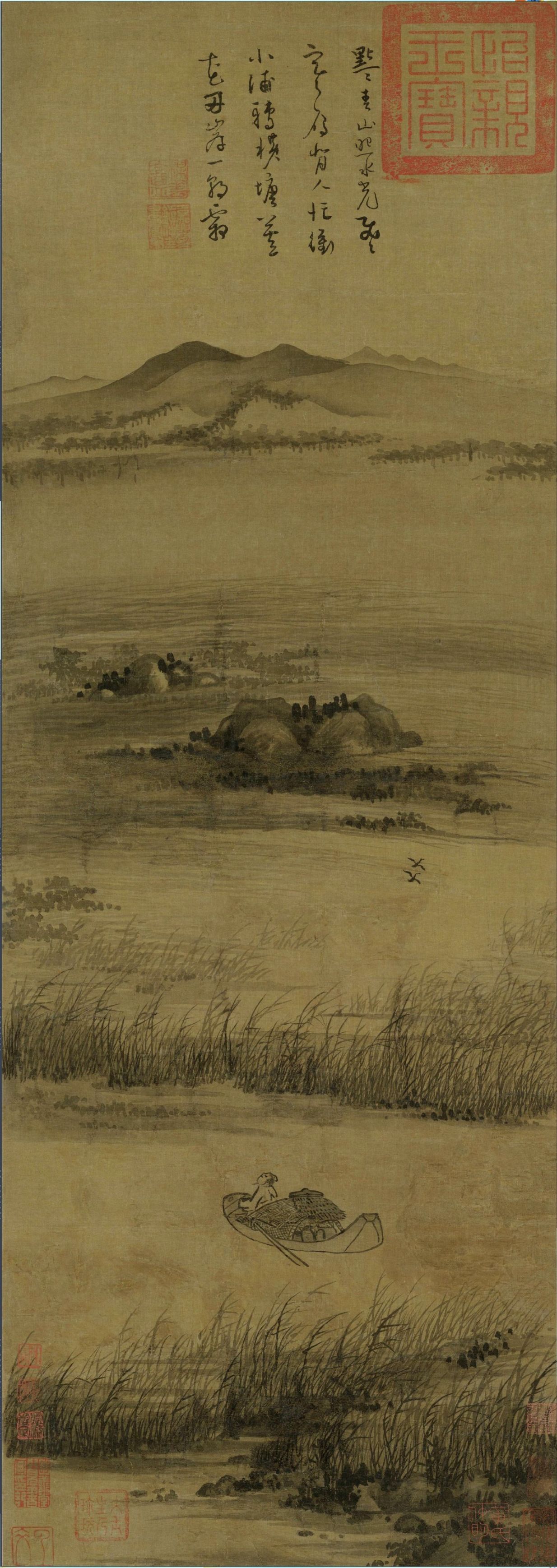 Reed Blossoms and Winter Geese — Yuan dynasty (1271-1368) painting by Wu Zhen