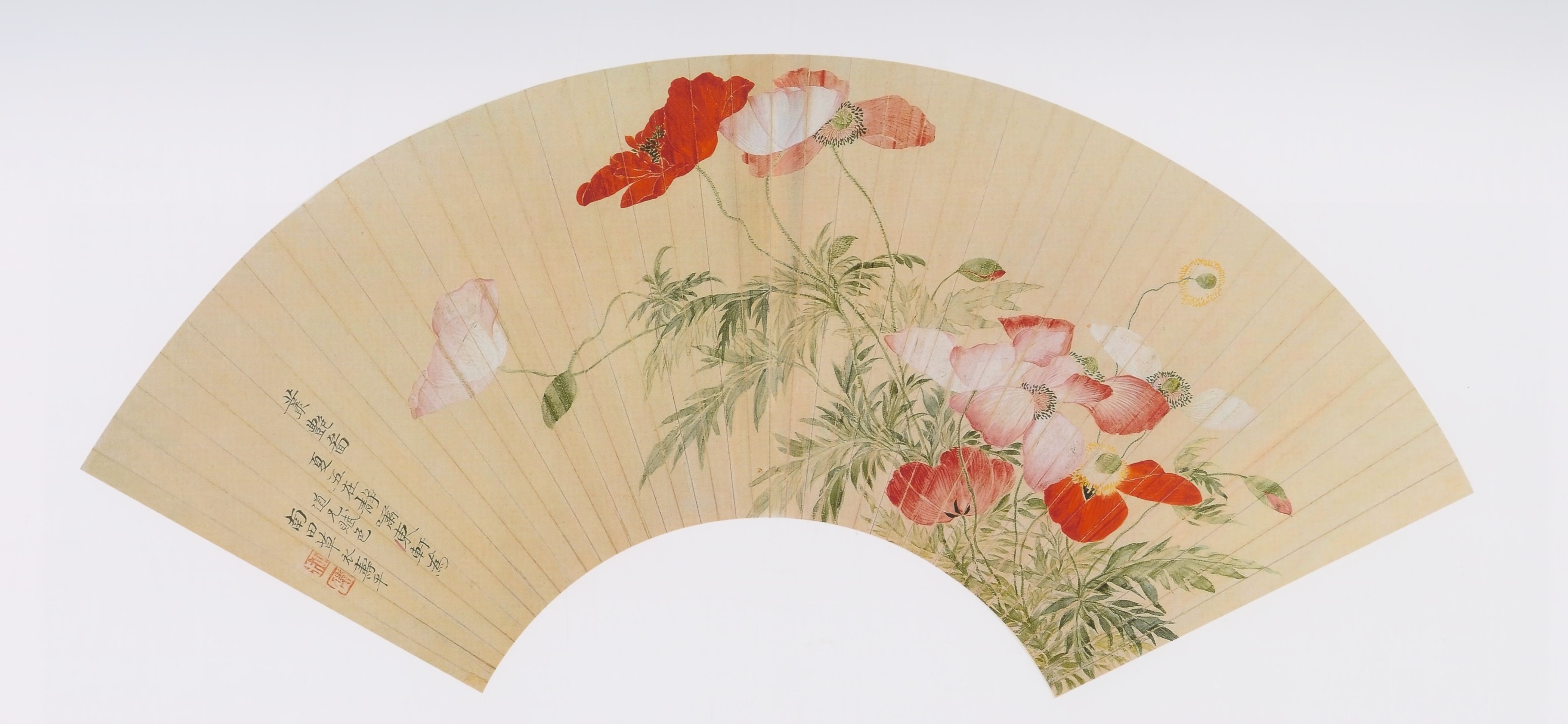 Fan leaf: Splendid Blossoms — Qing dynasty (1644-1911) painting by Yun Shouping