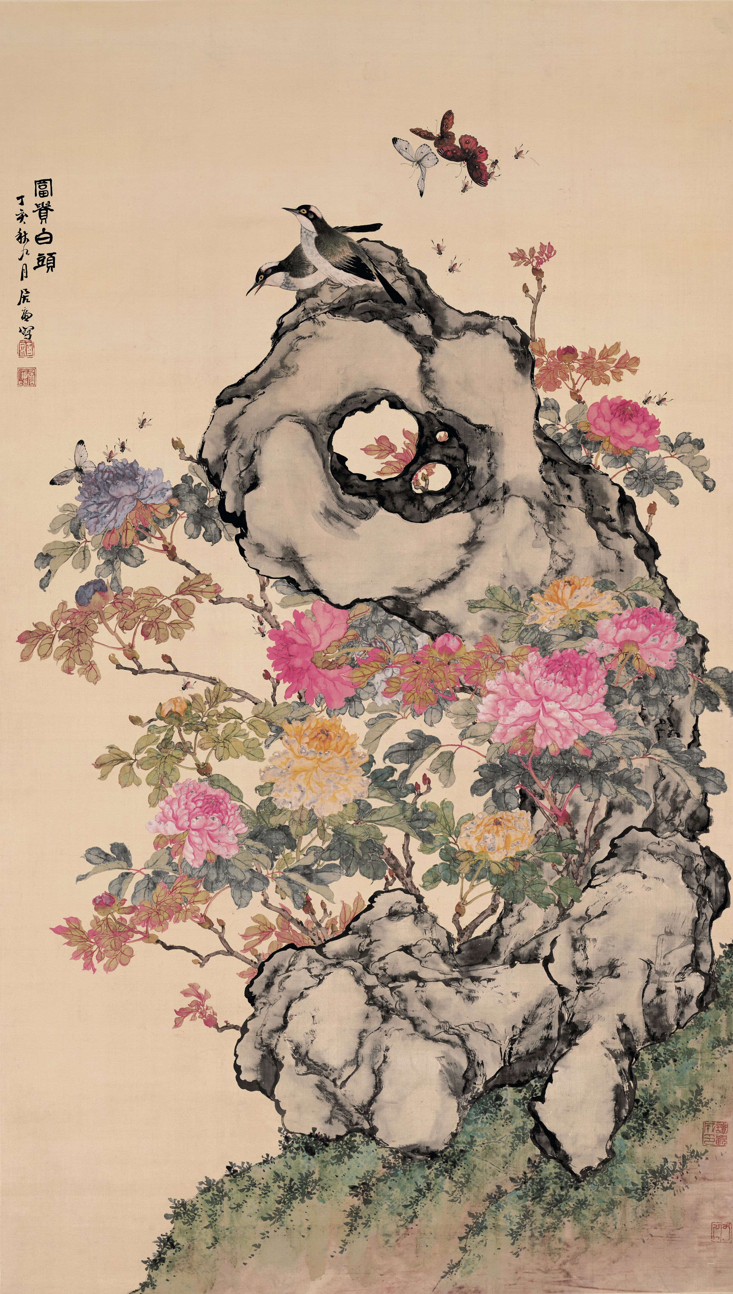Prosperity and a Long Life Together — Qing dynasty (1644-1911) painting by Ju Lian